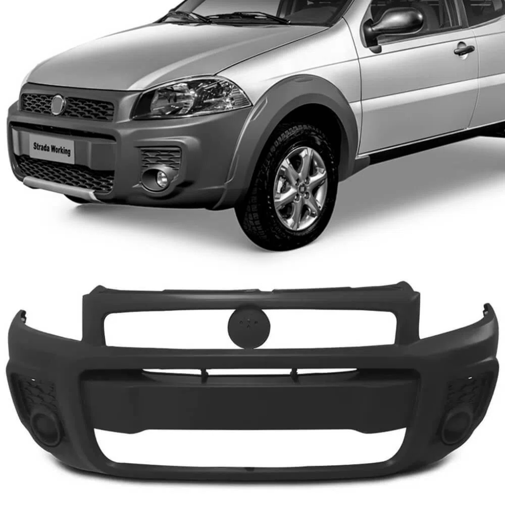 Para-choque Dianteiro Fiat Strada Working 14 a 2020 Novo Cinza Sem ...
