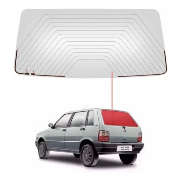 Vidro Traseiro Vigia Fiat Uno Quadrado 1991 a 2013  Sem Furo Pra Limpador Traseiro Original Novo Sekurit