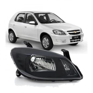 Farol Direito Novo Chevrolet Celta 2007 a 2012 Prisma 2007 a 2012 Máscara Negra Rufato
