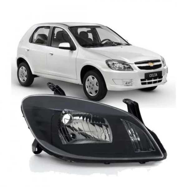 Farol Direito Novo Chevrolet Celta 2007 a 2012 Prisma 2007 a 2012 Máscara Negra Rufato