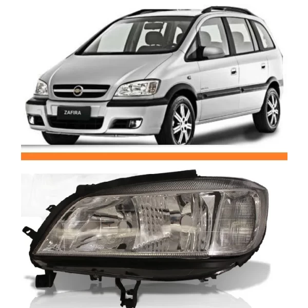 Farol Esquerdo Novo Chevrolet Zafira 2001 a 2012 Cromado Rufato