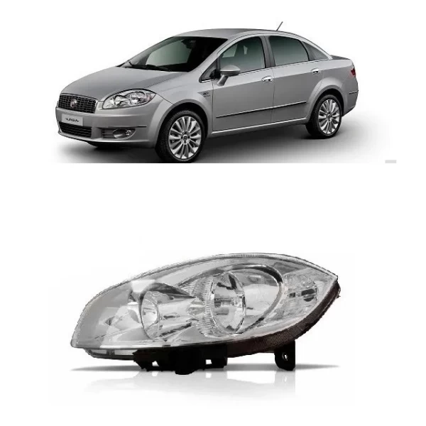 Farol Esquerdo Novo Fiat Linea 2008 a 2012 Cromado Rufato