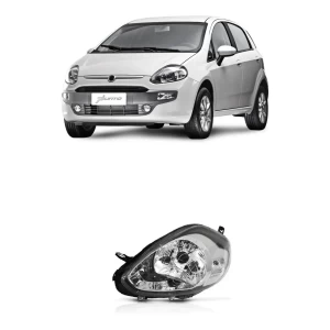 Farol Esquerdo Novo Fiat Punto 2012 a 2016 Cromado Rufato